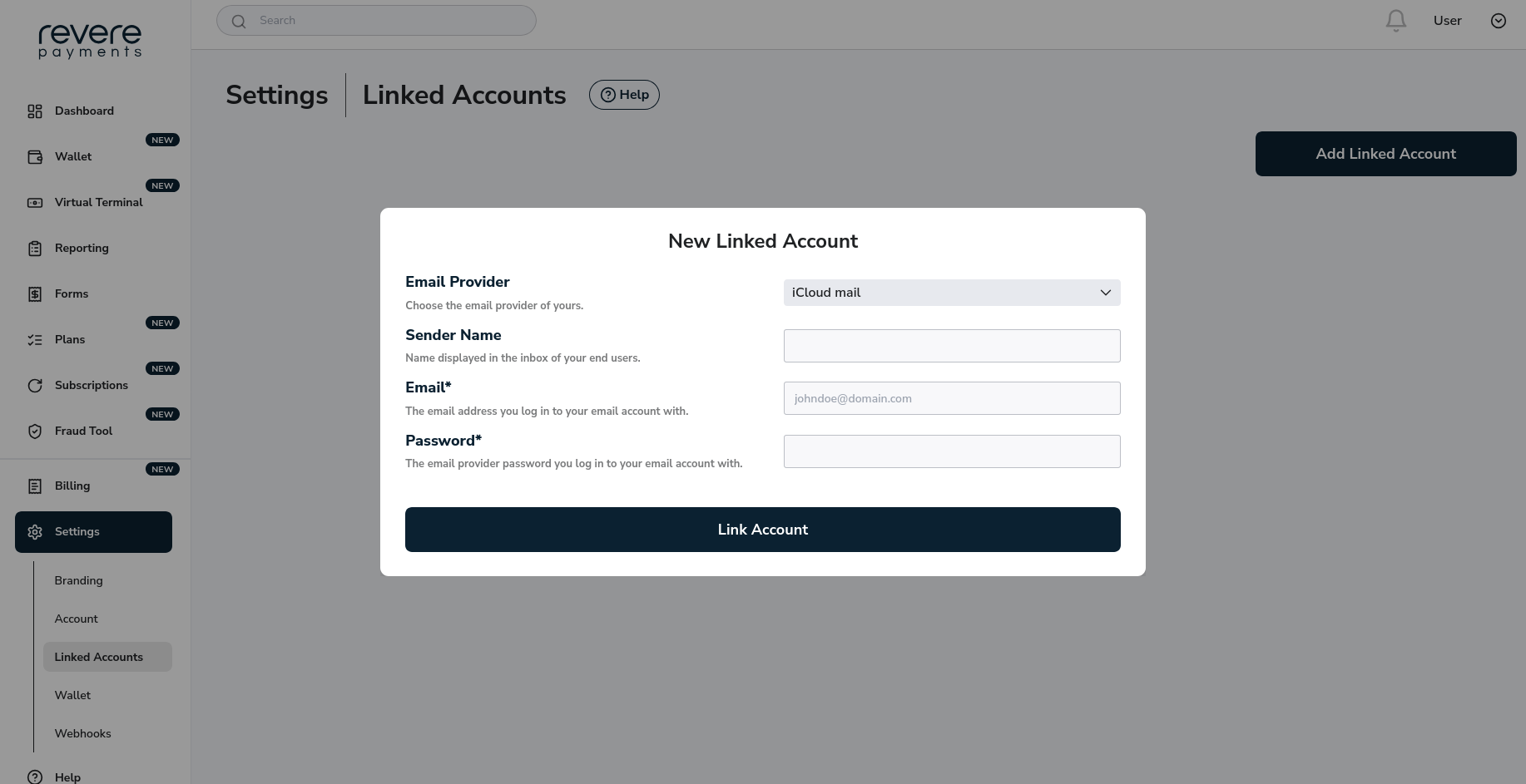 iCloud Email Provider Linked Account